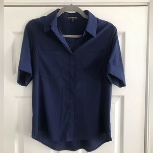 Express Short-Sleeve Collared Button Down (Blue)